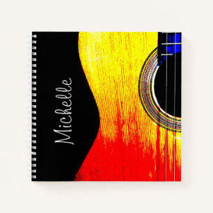 Rock and Roll Monogram Red and Yellow Guitar Notizblock
