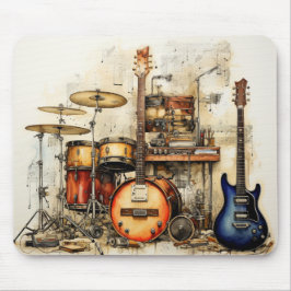 Rock and Roll Music Drums Gitarrensymbole Mousepad