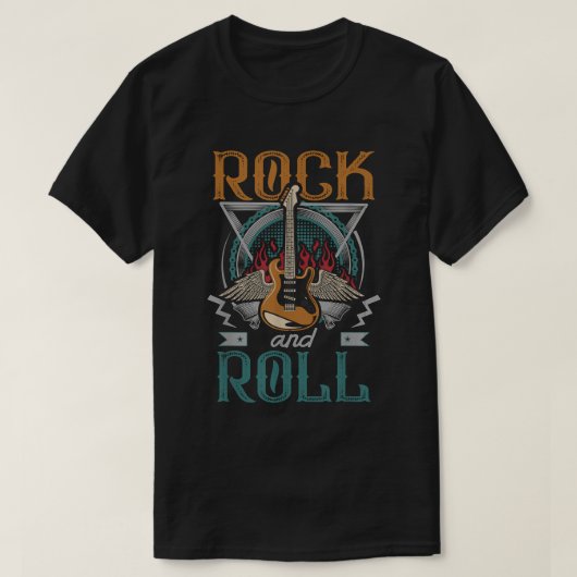 Rock and Roll Music Tee | Gitarre & Flügel (Design vorne)