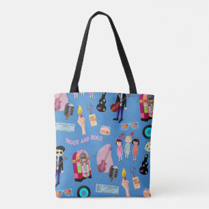 Rock and Roll Oldies Cartoon Cute Fun Muster Tasche