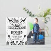 Rock and Roll Party Geboren Two Rock Birthday Foto Einladung (Stehend Vorderseite)