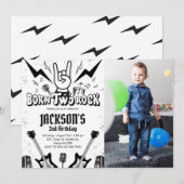 Rock and Roll Party Geboren Two Rock Birthday Foto Einladung (Vorne/Hinten)