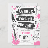 Rock and Roll Party Rocked One Year 1 Einladung (Vorderseite)