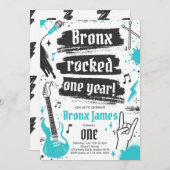 Rock and Roll Party Rocked One Year 1 Einladung (Vorne/Hinten)