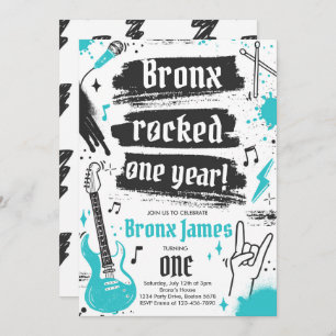 Rock and Roll Party Rocked One Year 1 Einladung