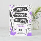 Rock and Roll Party Rocked One Year 1 Einladung (Stehend Vorderseite)