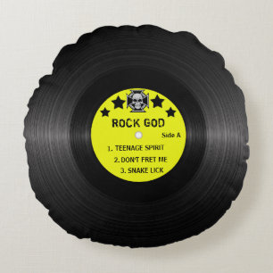 Rock and Roll Plattenlabel Custom Gelb Rundes Kissen