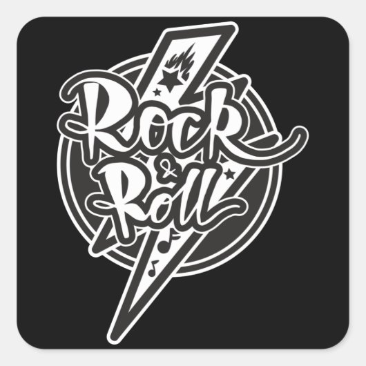 ROCK AND ROLL QUADRATISCHER AUFKLEBER (Vorderseite)