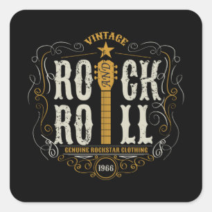 ROCK AND ROLL QUADRATISCHER AUFKLEBER
