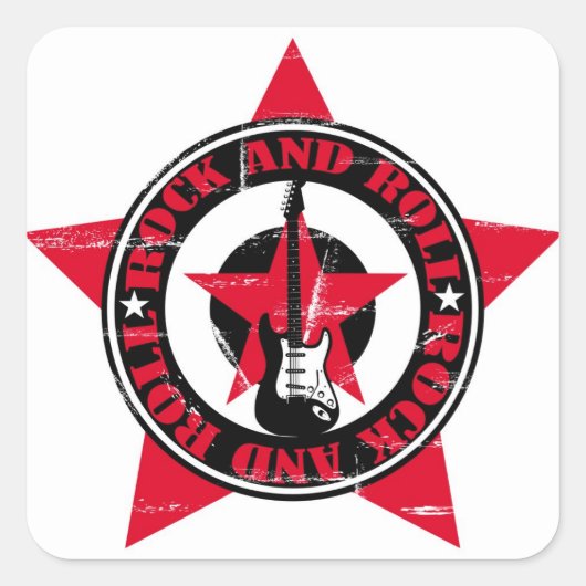Rock and Roll Quadratischer Aufkleber (Vorderseite)