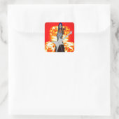 Rock and Roll Quadratischer Aufkleber (Tasche)