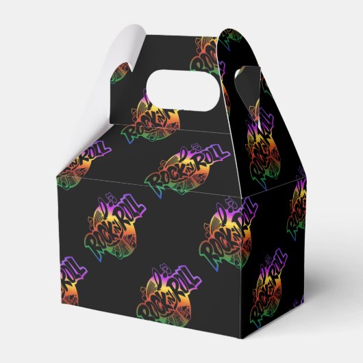 Rock and Roll Rainbow Music Pattern Fevor Box Geschenkschachtel (Rückseite)