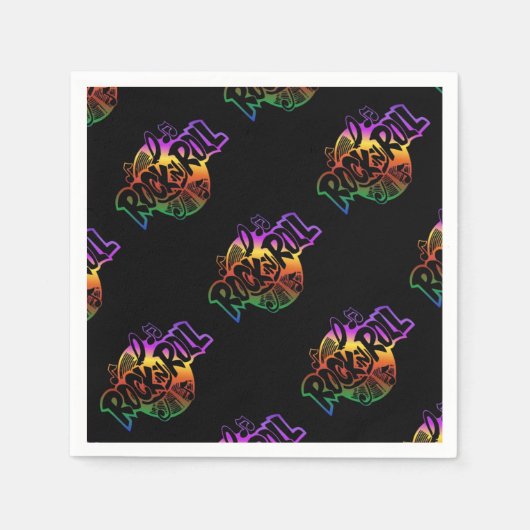 Rock and Roll Rainbow Music Pattern Napkins Serviette (Vorderseite)