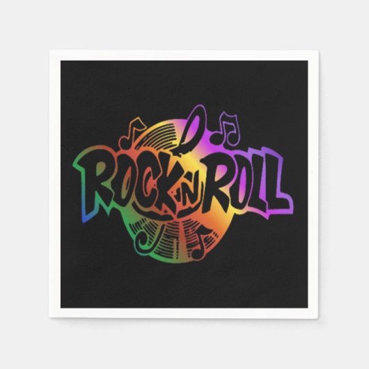 Rock and Roll Rainbow Music Theme Napkins Serviette (Vorderseite)