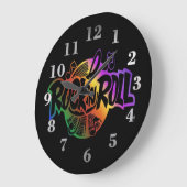 Rock and Roll Rainbow Music Theme Wall Clock Große Wanduhr (Winkel)