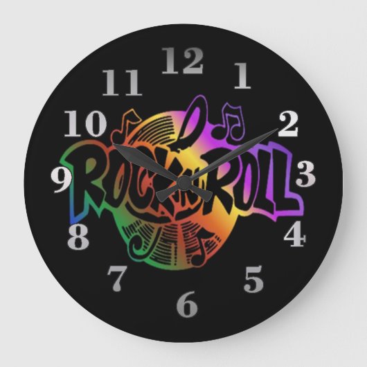 Rock and Roll Rainbow Music Theme Wall Clock Große Wanduhr (Vorderseite)