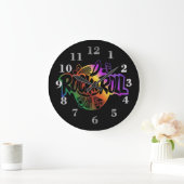 Rock and Roll Rainbow Music Theme Wall Clock Große Wanduhr (Zuhause)