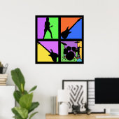 ROCK AND ROLL RETRO SQUARES POSTER (Heimbüro)