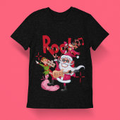 Rock and Roll Santa Claus | Christmas Black Unisex T-Shirt