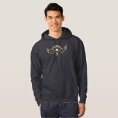 Rock And Roll Schädel Geflügelter Schild Hoodie (Vorne ganz)