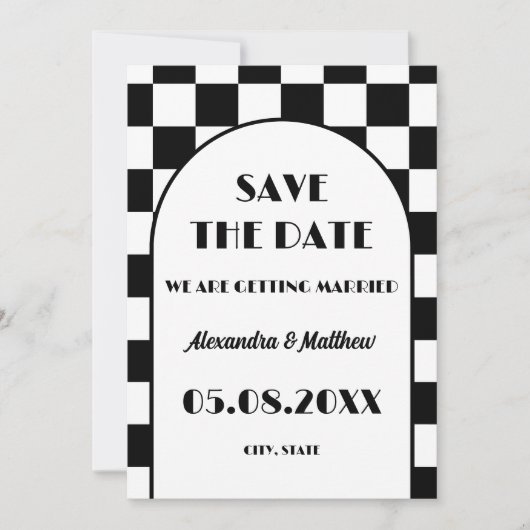 Rock and Roll Schwarz-weiß Retro 50er Save The Date (Vorderseite)