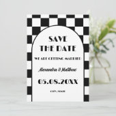 Rock and Roll Schwarz-weiß Retro 50er Save The Date (Stehend Vorderseite)