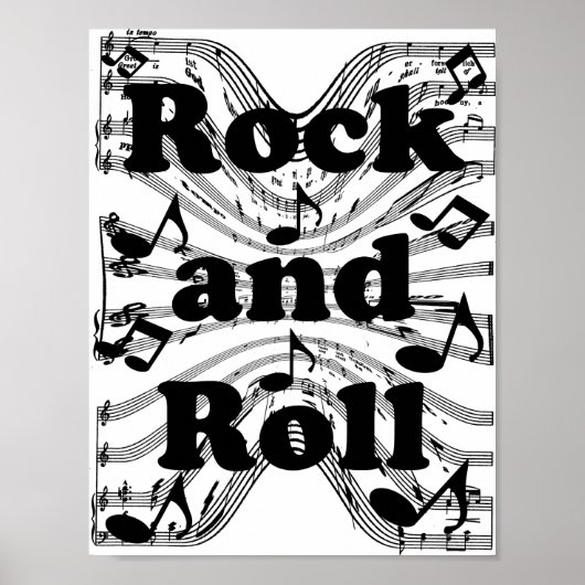 Rock and Roll Sheet Musiknotens Art Poster (Vorne)