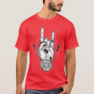 Rock And Roll-Shirt Festival Art Teufelshörner-Tat T-Shirt