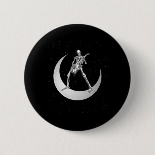Rock and Roll Skeleton Gitarrenrock auf dem Mond s Button