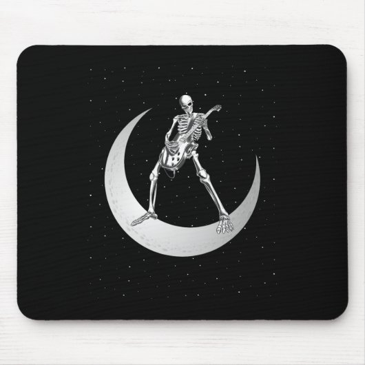 Rock and Roll Skeleton Gitarrenrock auf dem Mond s Mousepad (Vorne)