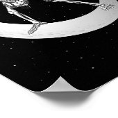 Rock and Roll Skeleton Gitarrenrock auf dem Mond s Poster (Ecke)