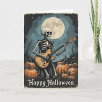 Rock and Roll Skeleton Halloween Music Lovers