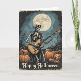 Rock and Roll Skeleton Halloween Music Lovers Karte