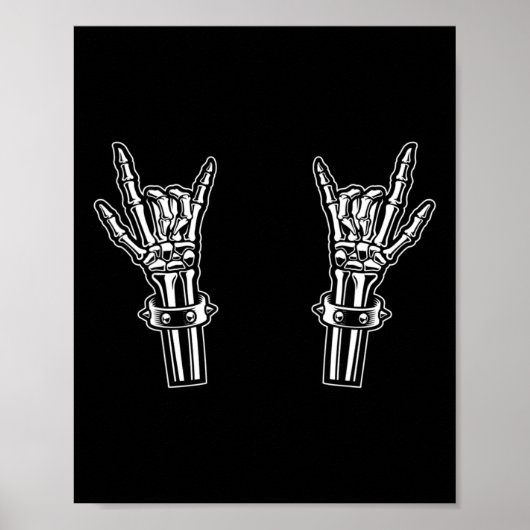 Rock and Roll Skeleton Handrock Rock on Funny Rock Poster (Vorne)
