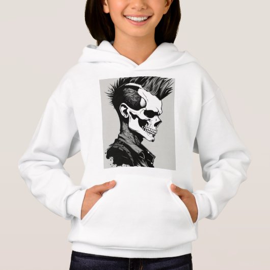 Rock and Roll Skull and Crossbones Band Logo T-Shi Hoodie (Vorderseite)