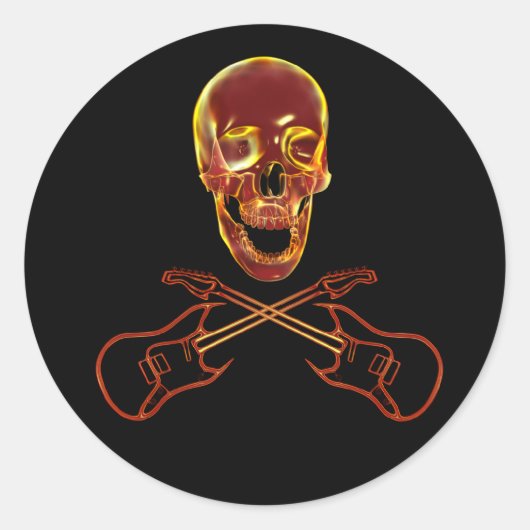 Rock and Roll Skull Runder Aufkleber (Vorderseite)