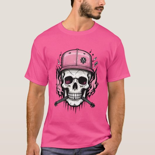 Rock and Roll Skull T - Shirt knacken (Vorderseite)