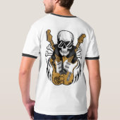 Rock and Roll Skulls and Guitars T-Shirt (Schwarz voll)