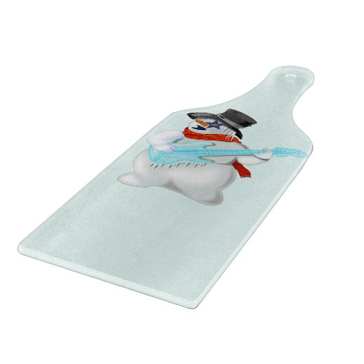 Rock and Roll Snowman Cutting Board Schneidebrett (Ecke)