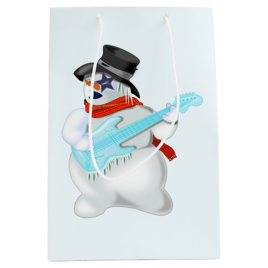 Rock and Roll Snowman Gift Bag Mittlere Geschenktüte (Vorderseite)