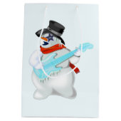 Rock and Roll Snowman Gift Bag Mittlere Geschenktüte (Rückseite)