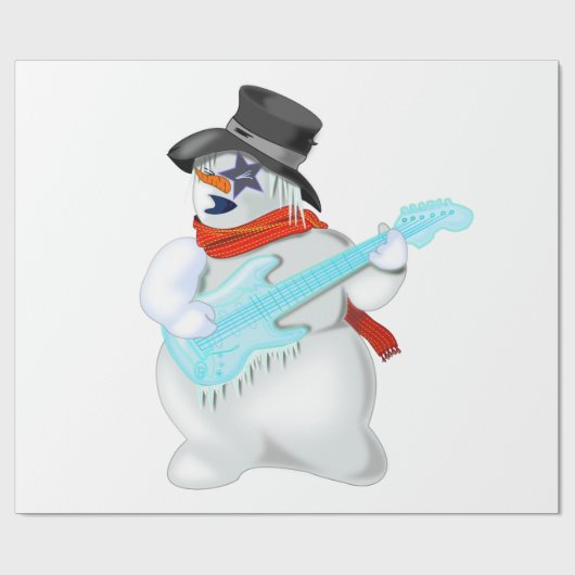 Rock and Roll Snowman Wrapping Paper Geschenkpapier (Flach)