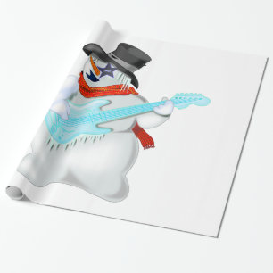 Rock and Roll Snowman Wrapping Paper Geschenkpapier