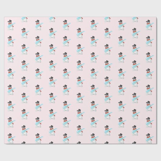 Rock and Roll Snowman Wrapping Paper Geschenkpapier (Flach)