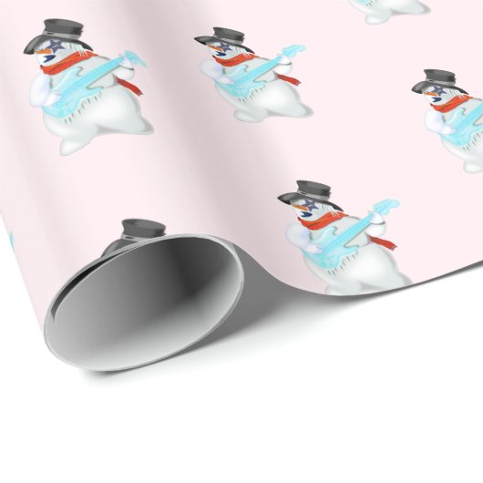 Rock and Roll Snowman Wrapping Paper Geschenkpapier (Rolleneckpunkt)