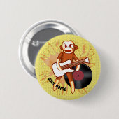 Rock and Roll Sock Monkey individuelle Name Button (Vorne & Hinten)