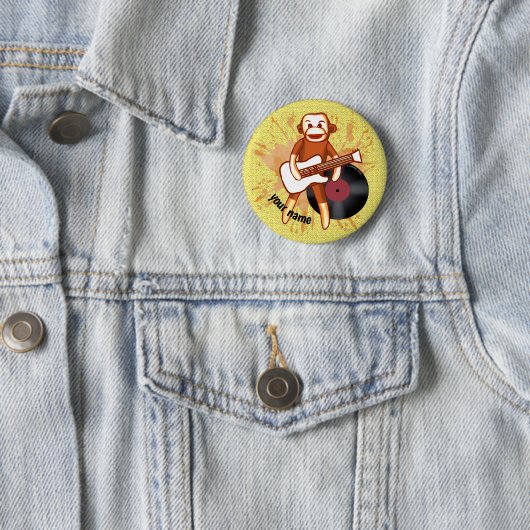 Rock and Roll Sock Monkey individuelle Name Button (Beispiel)