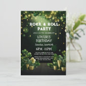 Rock and Roll St Patrick Party Klee und Gold Einladung (Stehend Vorderseite)