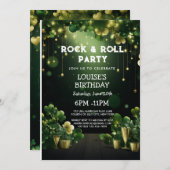 Rock and Roll St Patrick Party Klee und Gold Einladung (Vorne/Hinten)