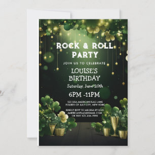 Rock and Roll St Patrick Party Klee und Gold Einladung